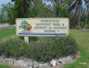 sign at homestead bayfront park and boat ramp