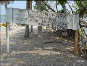 sign at legion park boat ramp
