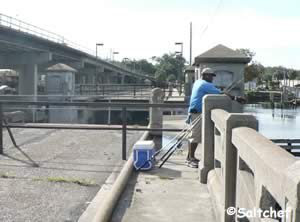 tom likes fishing at the old bridge