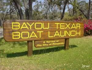 entrance to the bayou texar boat ramp