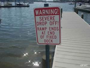 ramp warning sign at shipyard ramp bayou chico pensacola