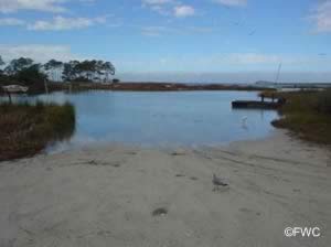 boat ramp on the western side of bridge on st george island