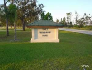 entrance to dale wimbrow park and ramp sebastian indian river county florida