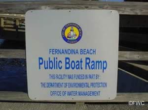 fernandina beach in nassau county florida public boat ramp sign