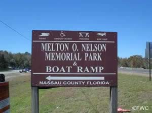 melton nelson memorial park and boat ramp sign