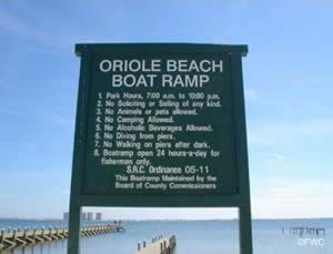 oriole beach public boat ramp gulf breeze florida sign