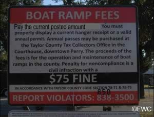 pay fees at keaton beach ramp sign