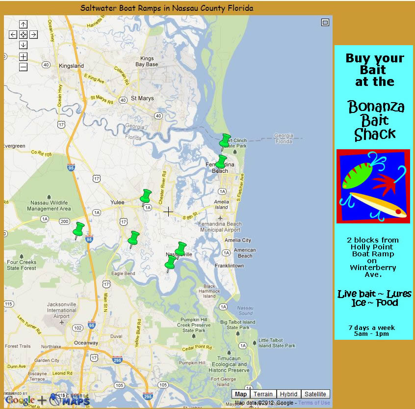 sample of a Large Skyscraper Ad for bait shop owners - the ad is on the right side of the map