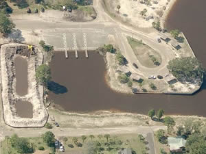 aerial view of leslie porter boat ramp