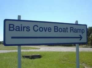 sign at bairs cove boat ramp