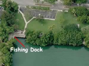 aerial of north bayshore park fishing dock