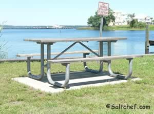 picnic tables at governors creek boat ramp