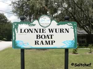 entrance sign to lonnie wurn boat ramp jacksonvile