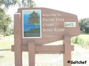 entrance to palms fish camp boat ramp off hecksher