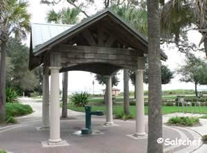 drinking fountain under gazebo at stinson park