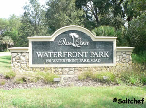 entrance sign at waterfront park