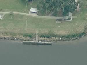 aerial view of riverview park fishing dock