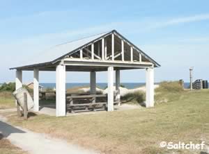 small pavilions near beach at burney park