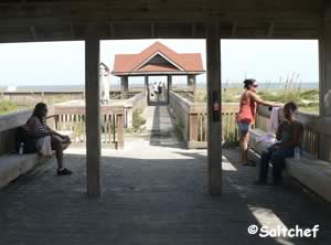 shade at seaside park walkway to beach