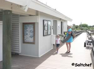 restrooms are at the start of the pier at fort clinch