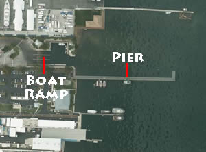aerial of boat ramp at jim barry light harbor park in riviera beach