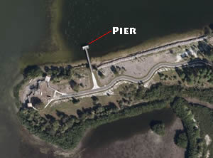 aerial of daneman fishing pier