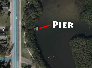 aerial of grandview park fishing pier