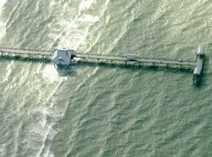 aerial of clearwater beach fishing pier