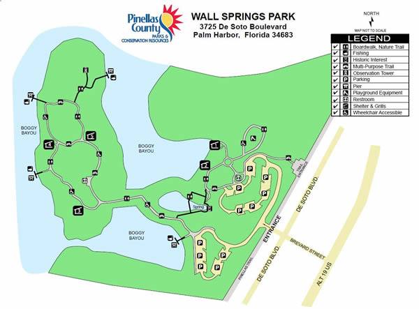 map of wall springs park in palm harbor