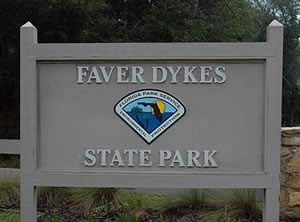 faver dykes state park sign