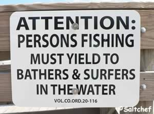 advisory sign to fisherman at al weeks park