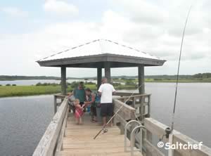 fishing pier with shade at spruce creek park fl
