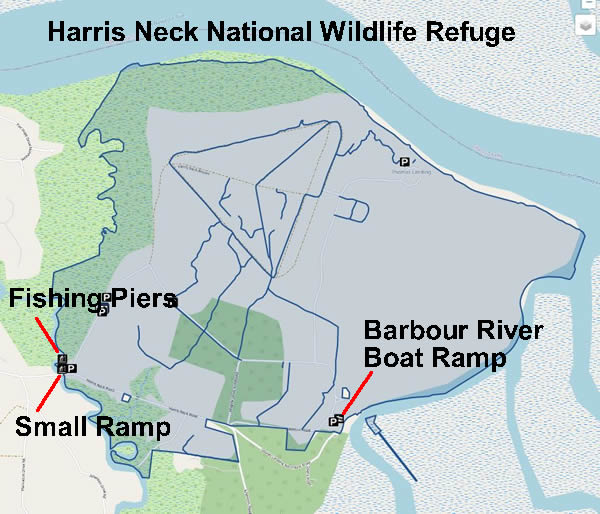 map of harris neck wildlife refuge